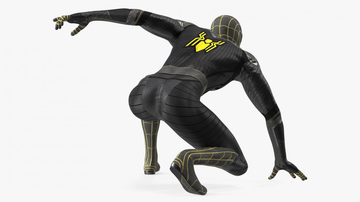 3D Spiderman Black Suit Ready Pose