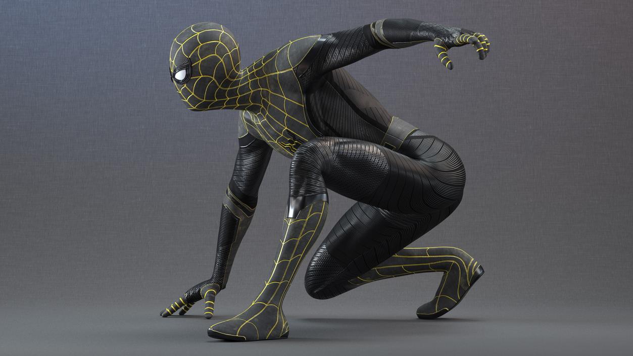 3D Spiderman Black Suit Ready Pose