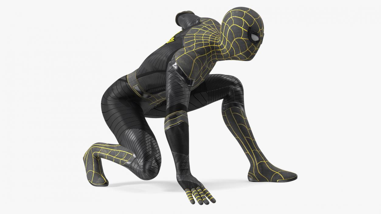 3D Spiderman Black Suit Ready Pose