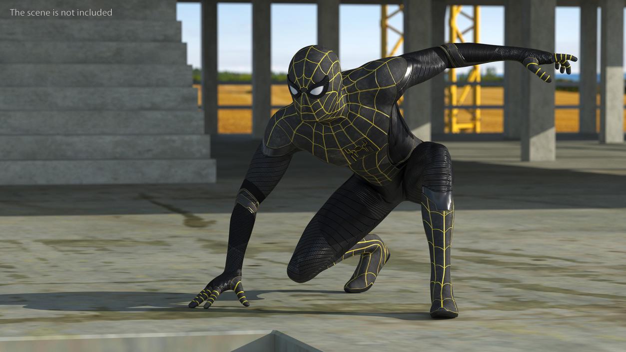 3D Spiderman Black Suit Ready Pose