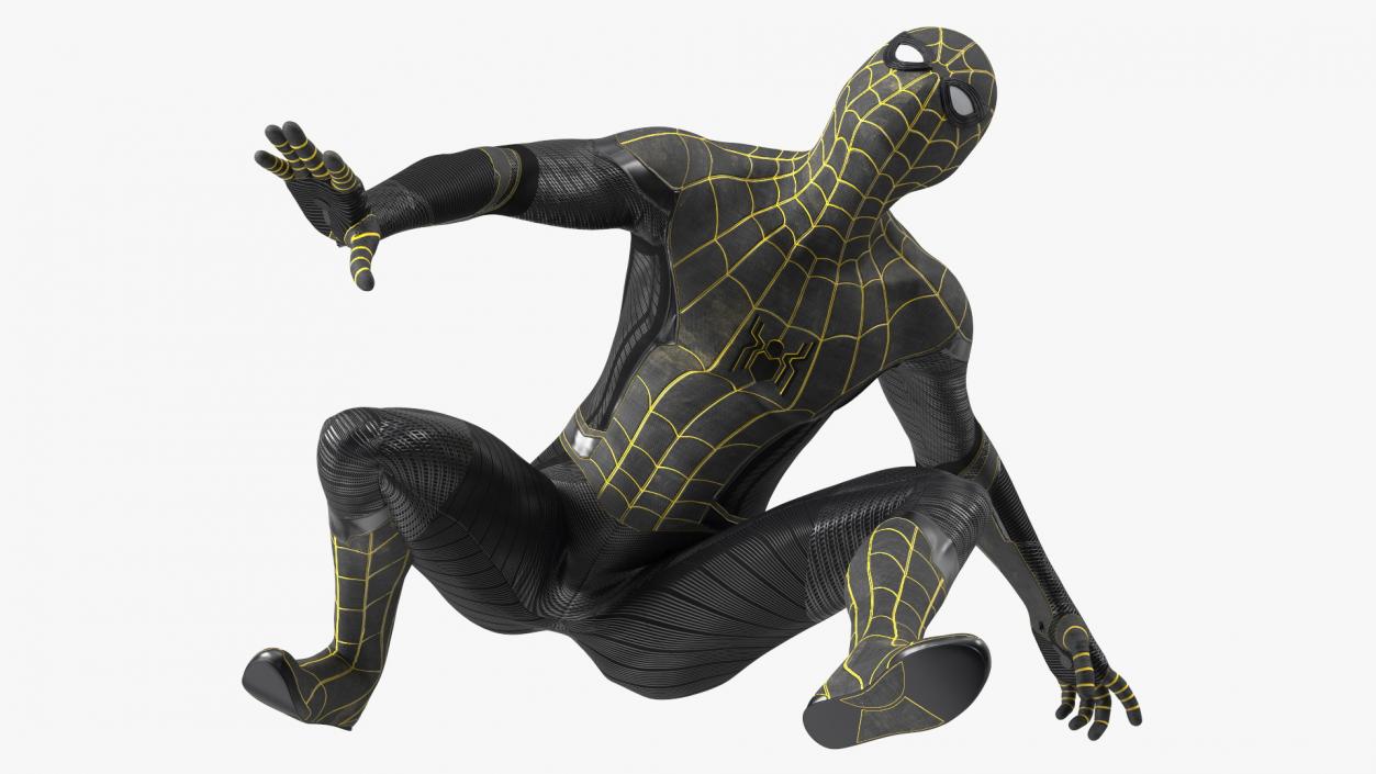 3D Spiderman Black Suit Ready Pose