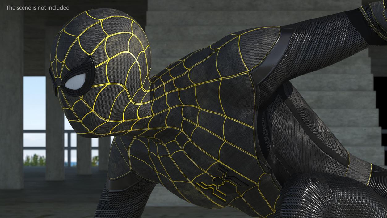 3D Spiderman Black Suit Ready Pose