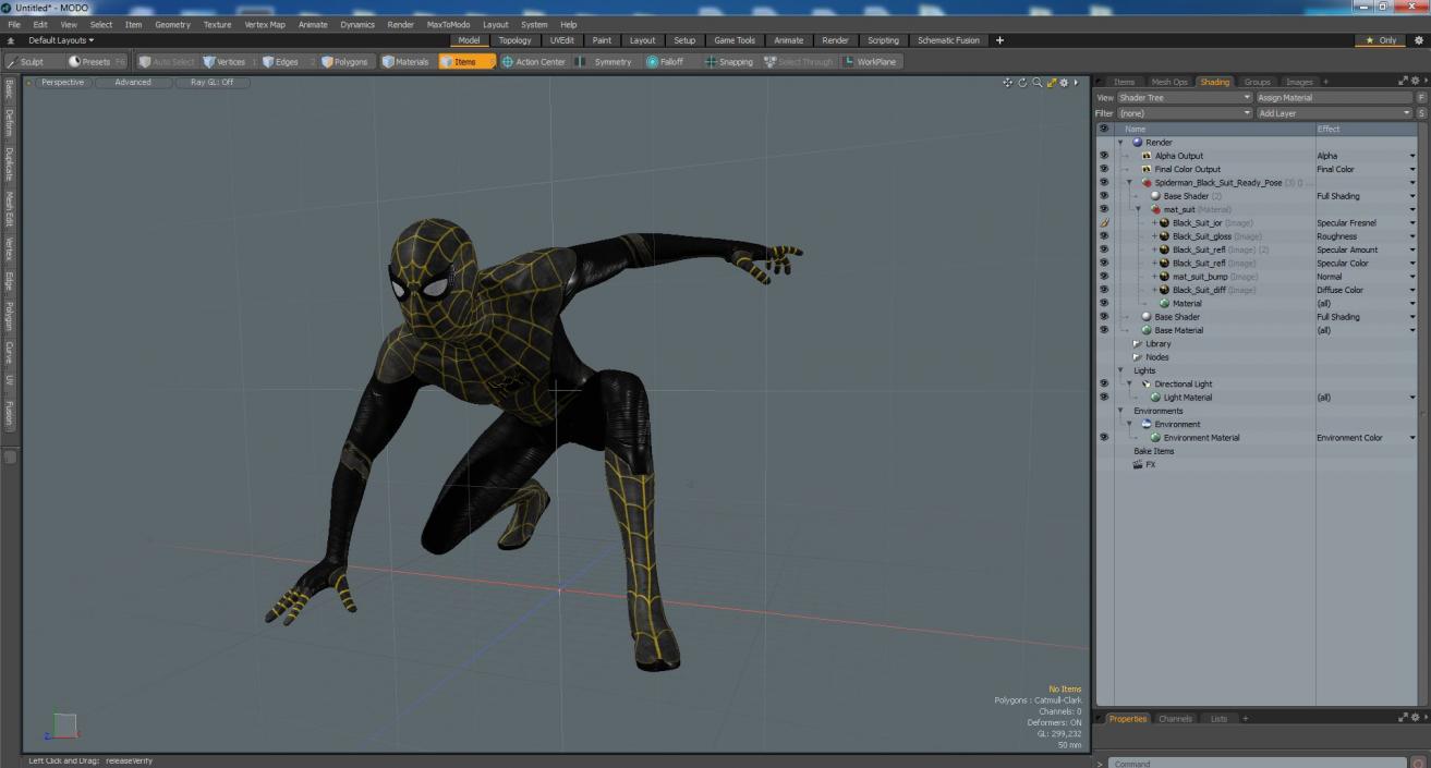 3D Spiderman Black Suit Ready Pose