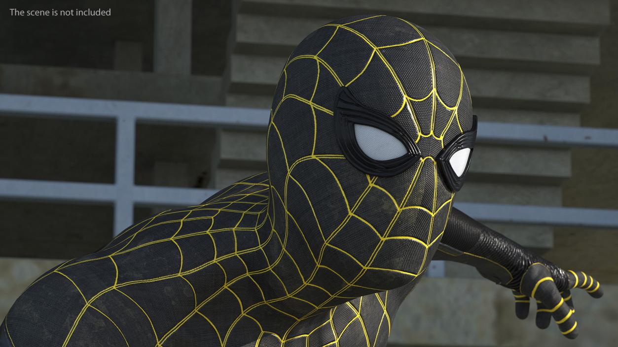 3D Spiderman Black Suit Ready Pose