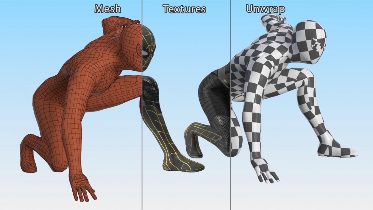 3D Spiderman Black Suit Ready Pose