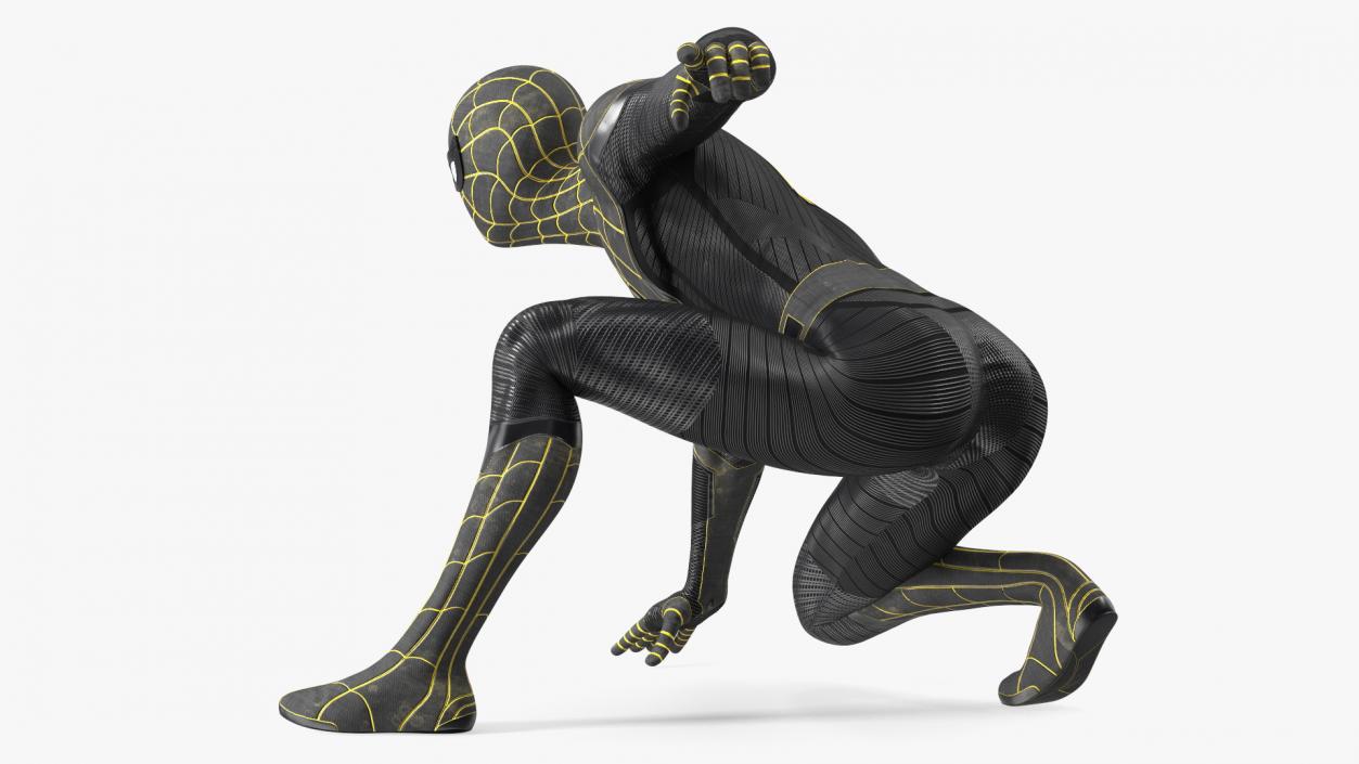 3D Spiderman Black Suit Ready Pose