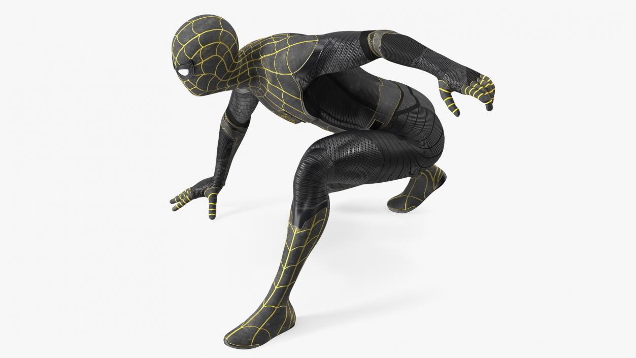 3D Spiderman Black Suit Ready Pose