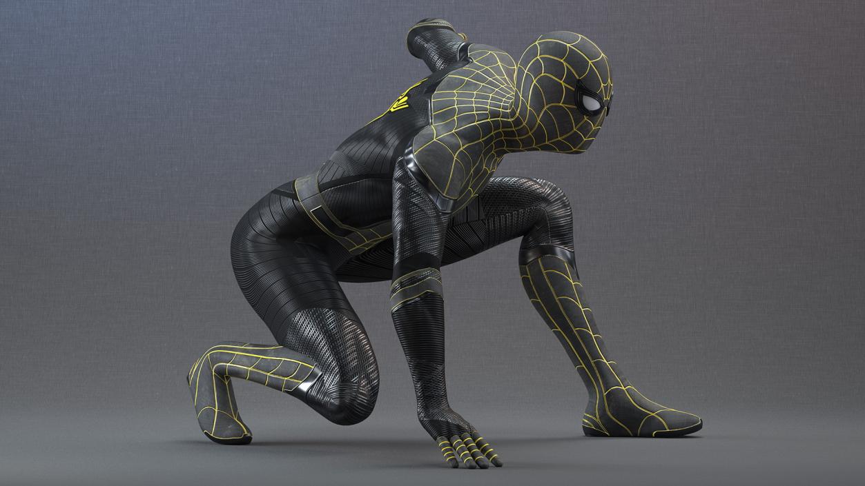 3D Spiderman Black Suit Ready Pose