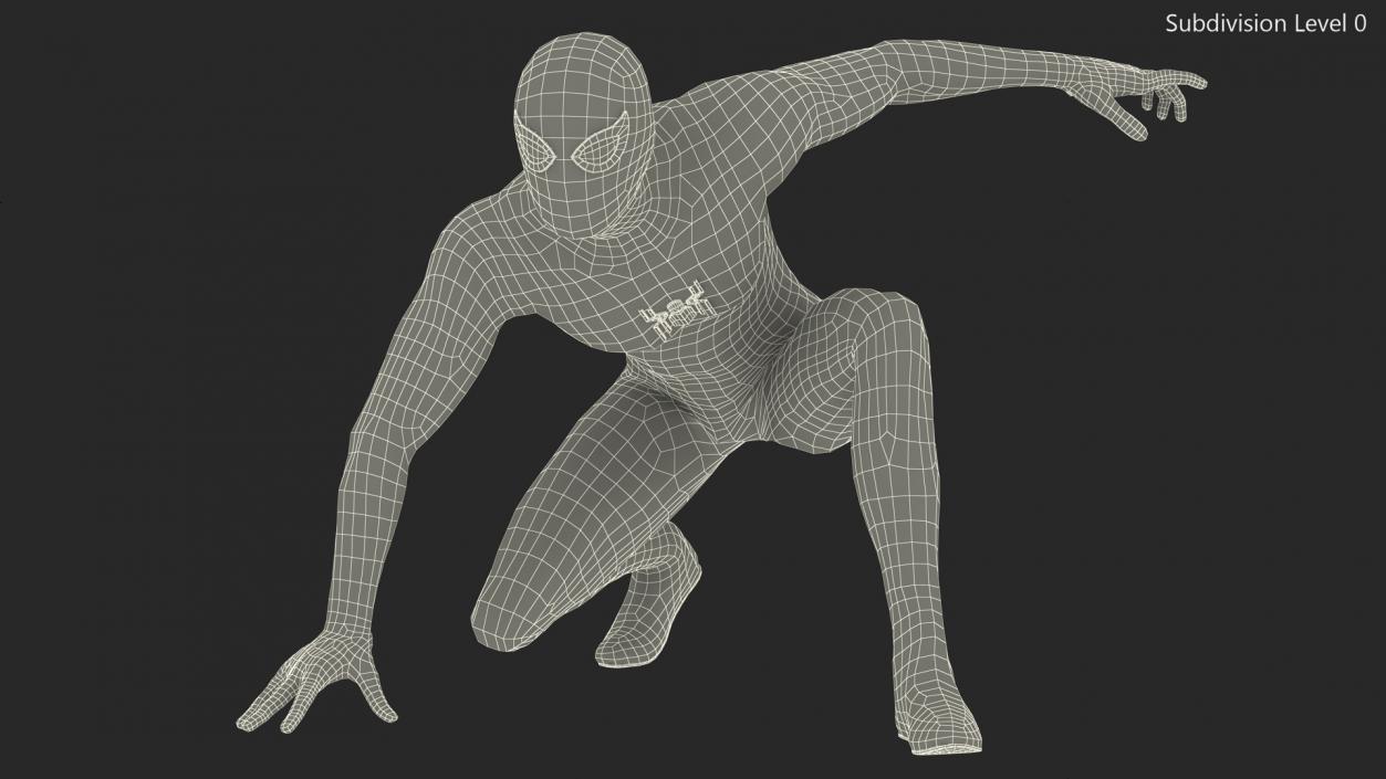 3D Spiderman Black Suit Ready Pose