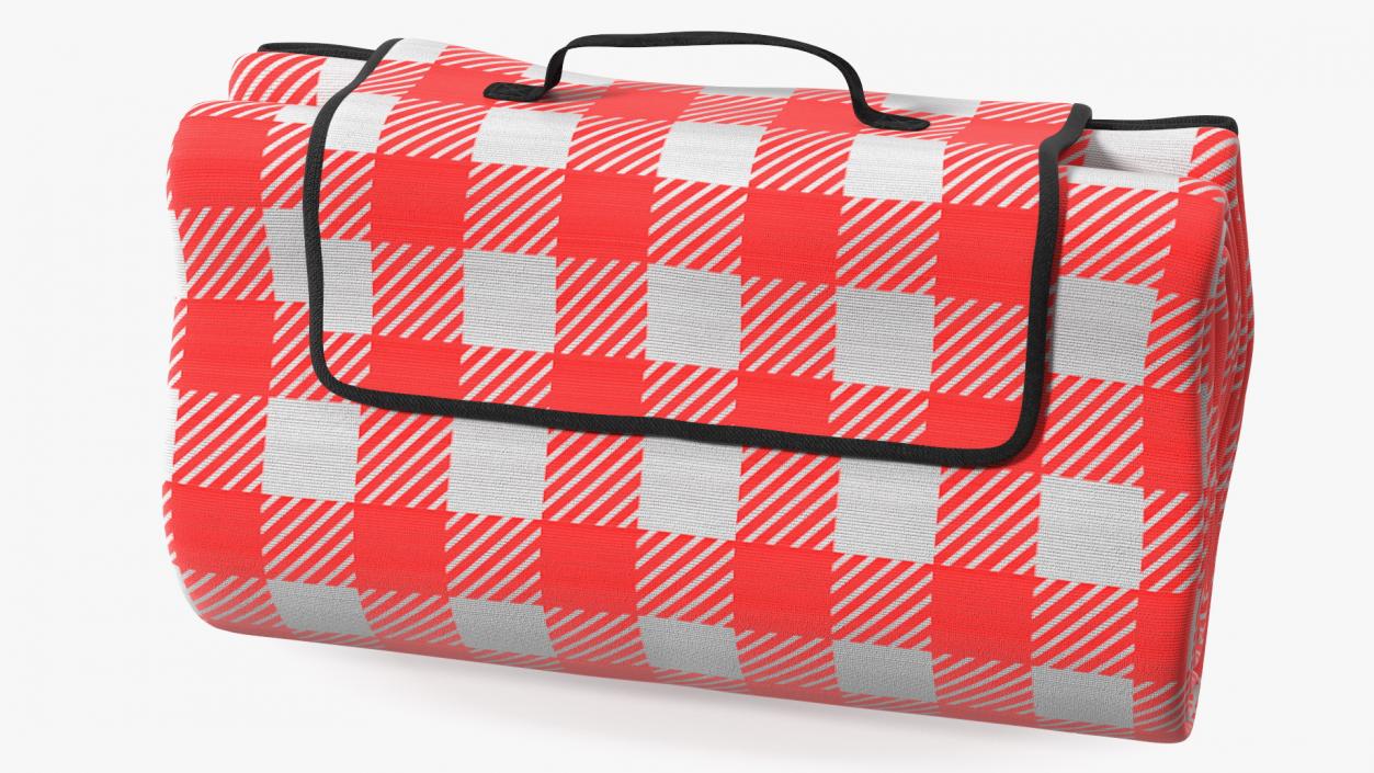 3D Classic Red and White Checkered Picnic Blanket Folded model