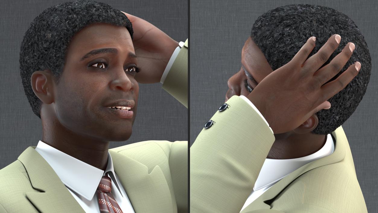 3D model Dark Skin Afro American Businessman