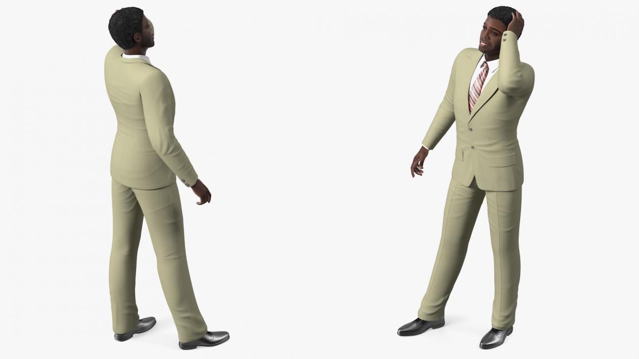 3D model Dark Skin Afro American Businessman