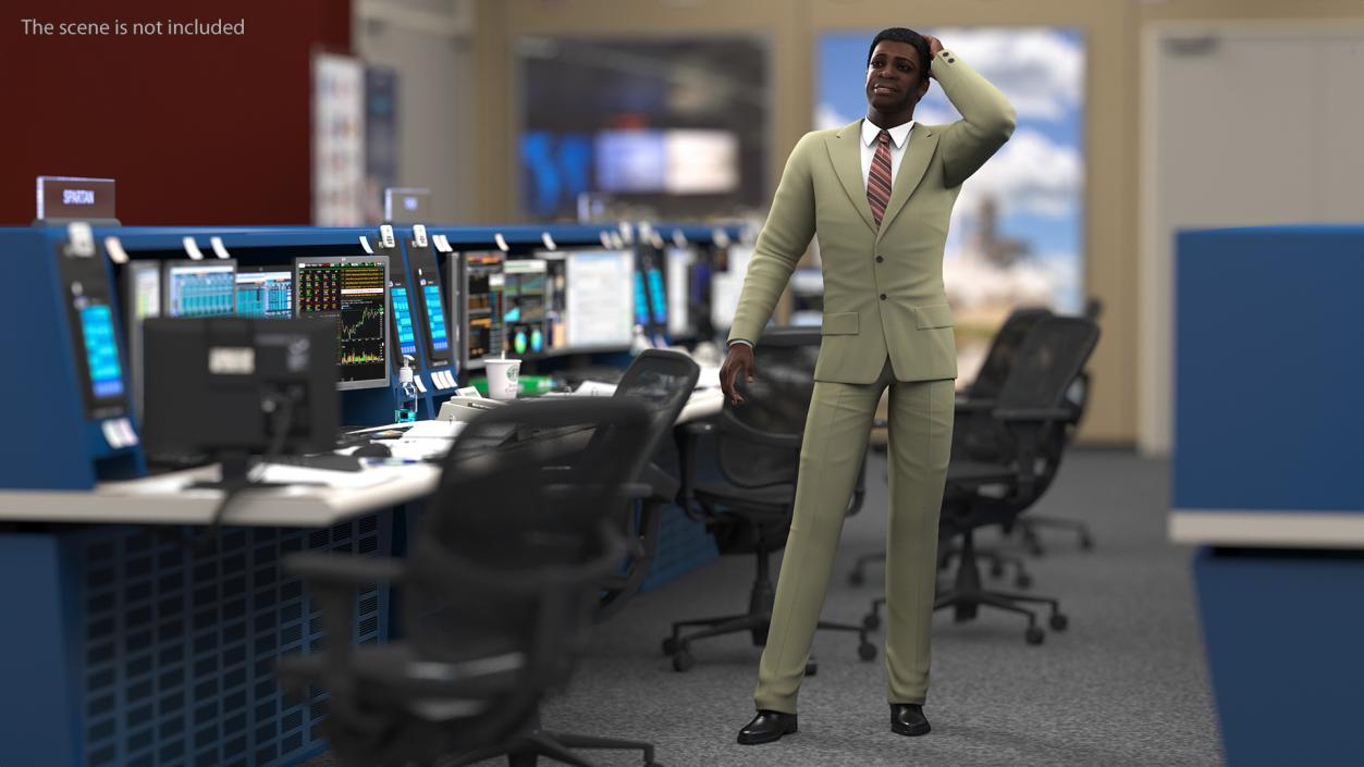 3D model Dark Skin Afro American Businessman