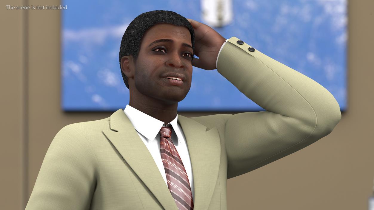 3D model Dark Skin Afro American Businessman