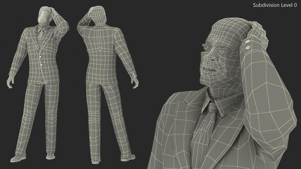 3D model Dark Skin Afro American Businessman