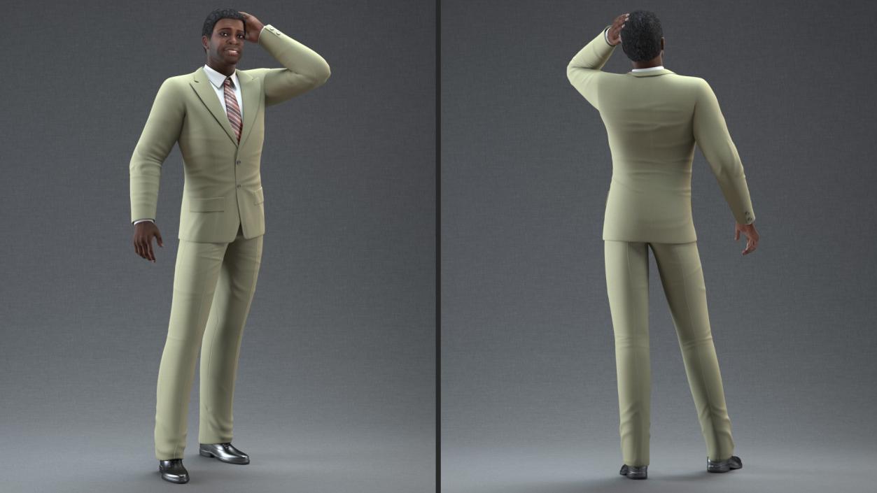 3D model Dark Skin Afro American Businessman