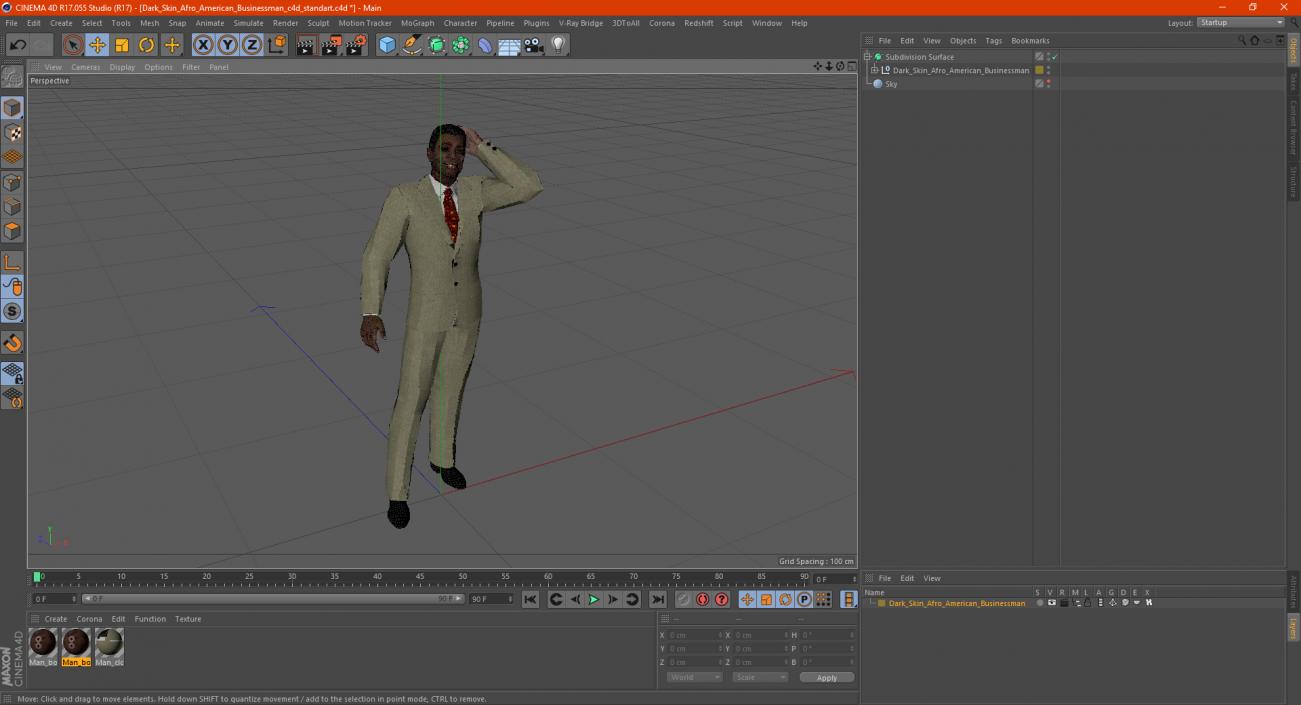 3D model Dark Skin Afro American Businessman