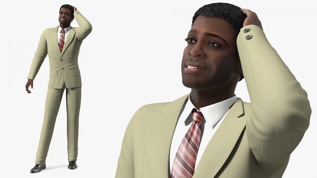 3D model Dark Skin Afro American Businessman