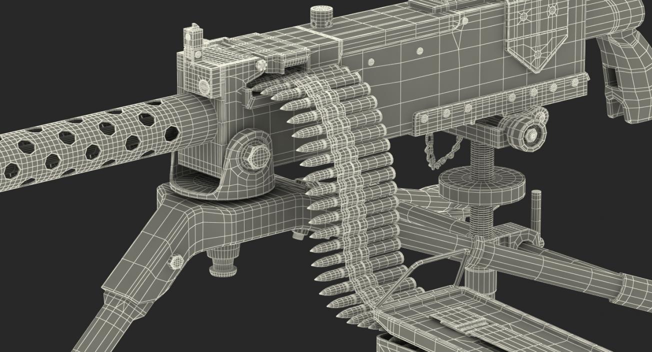M1919 Browning 30cal Machine Gun Mounted on the Tripod 3D model