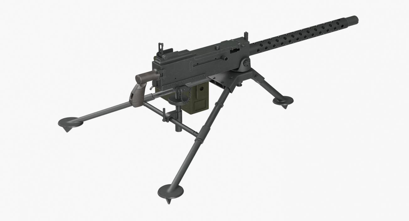 M1919 Browning 30cal Machine Gun Mounted on the Tripod 3D model