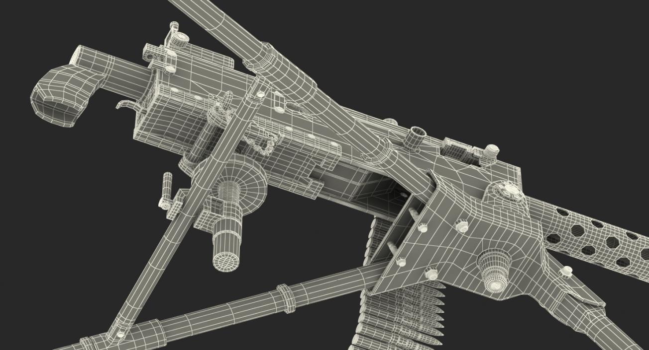 M1919 Browning 30cal Machine Gun Mounted on the Tripod 3D model