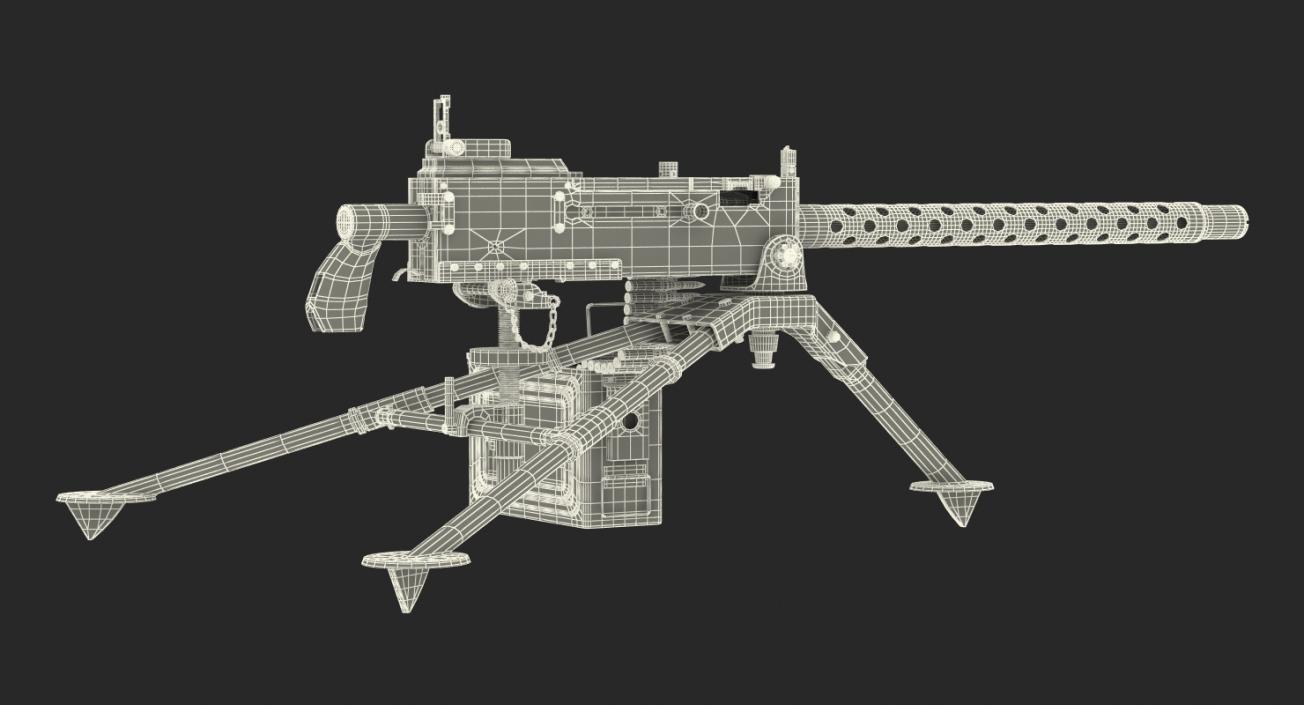 M1919 Browning 30cal Machine Gun Mounted on the Tripod 3D model