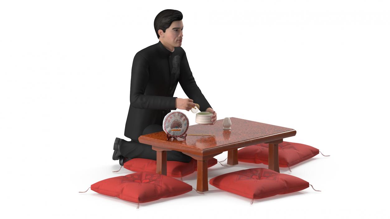 3D Man Having Tea Ceremony model