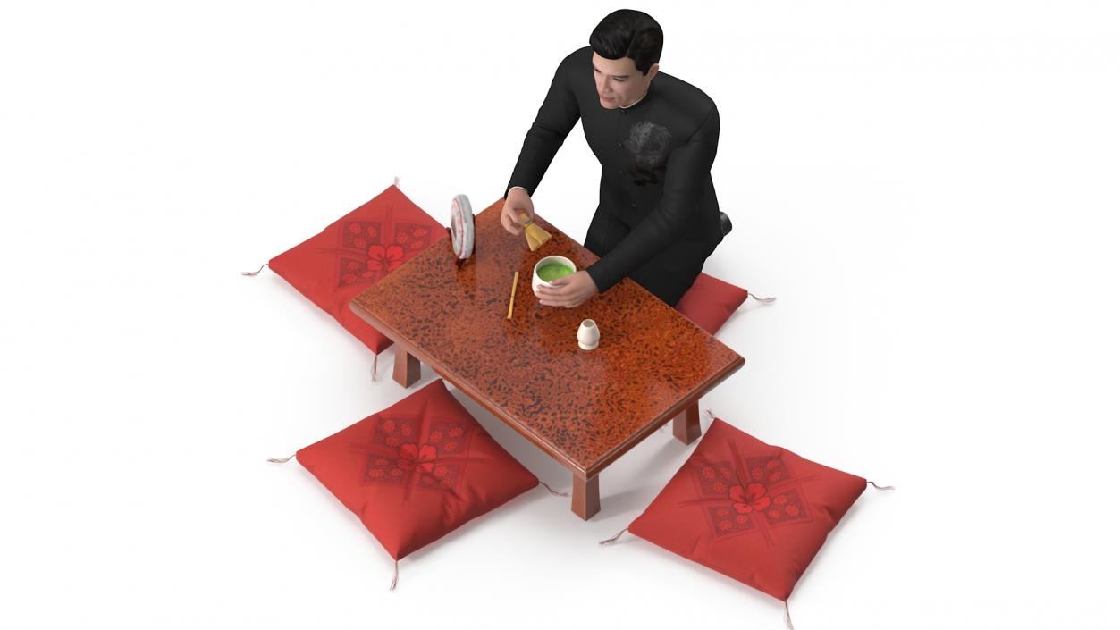 3D Man Having Tea Ceremony model