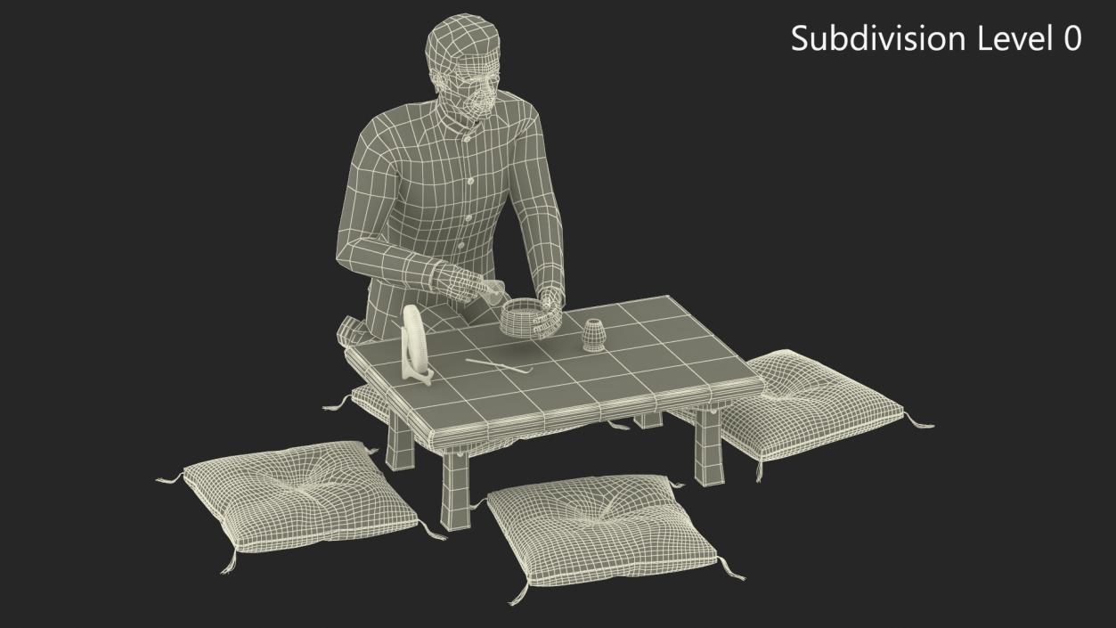 3D Man Having Tea Ceremony model