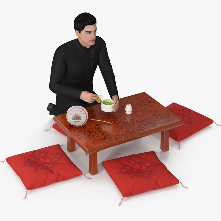 3D Man Having Tea Ceremony model