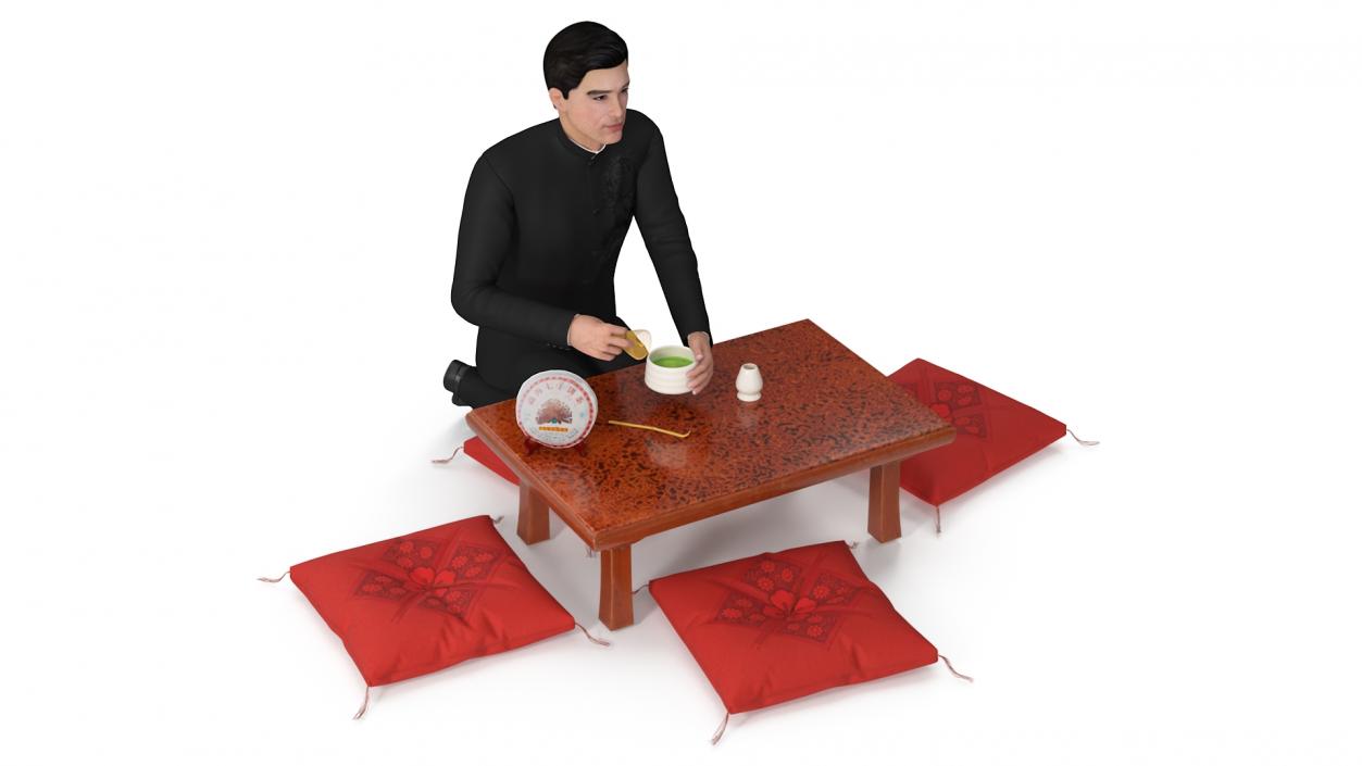 3D Man Having Tea Ceremony model