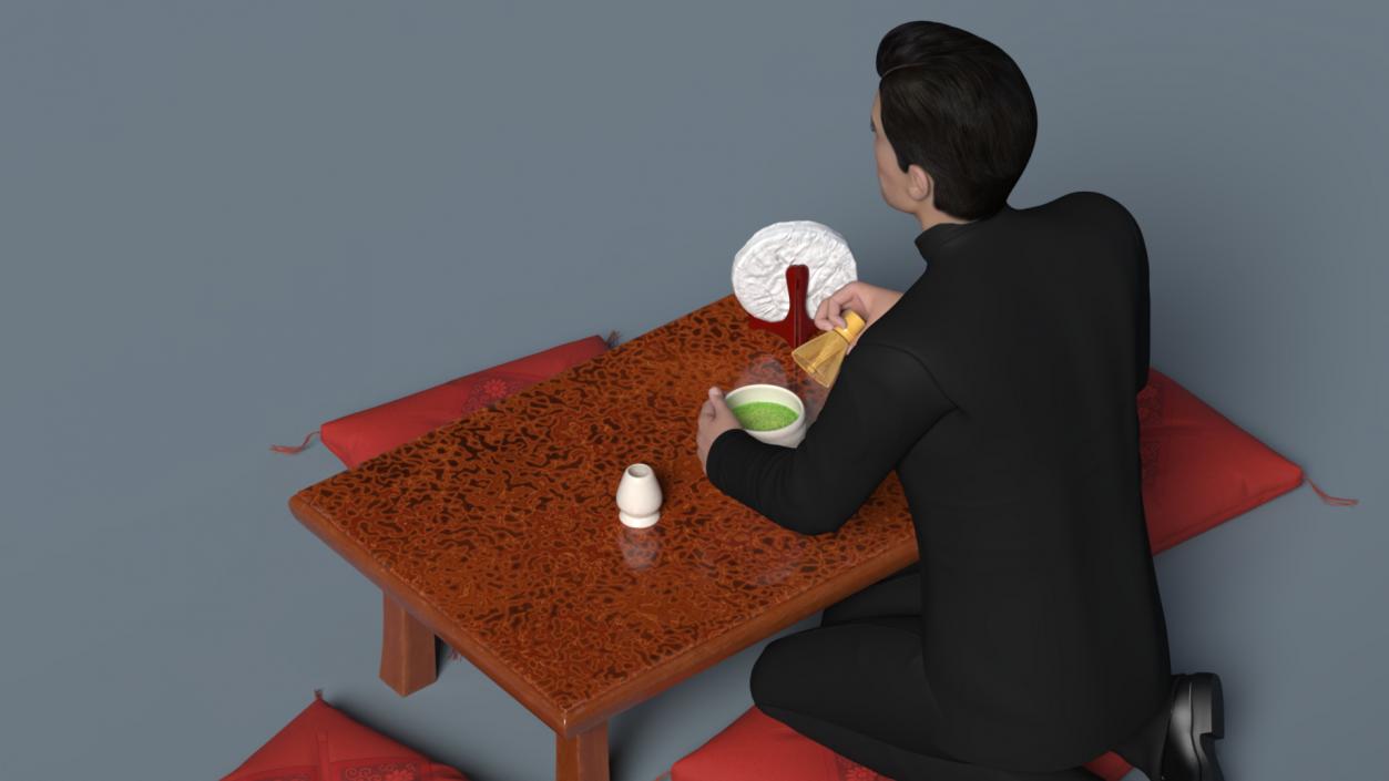 3D Man Having Tea Ceremony model