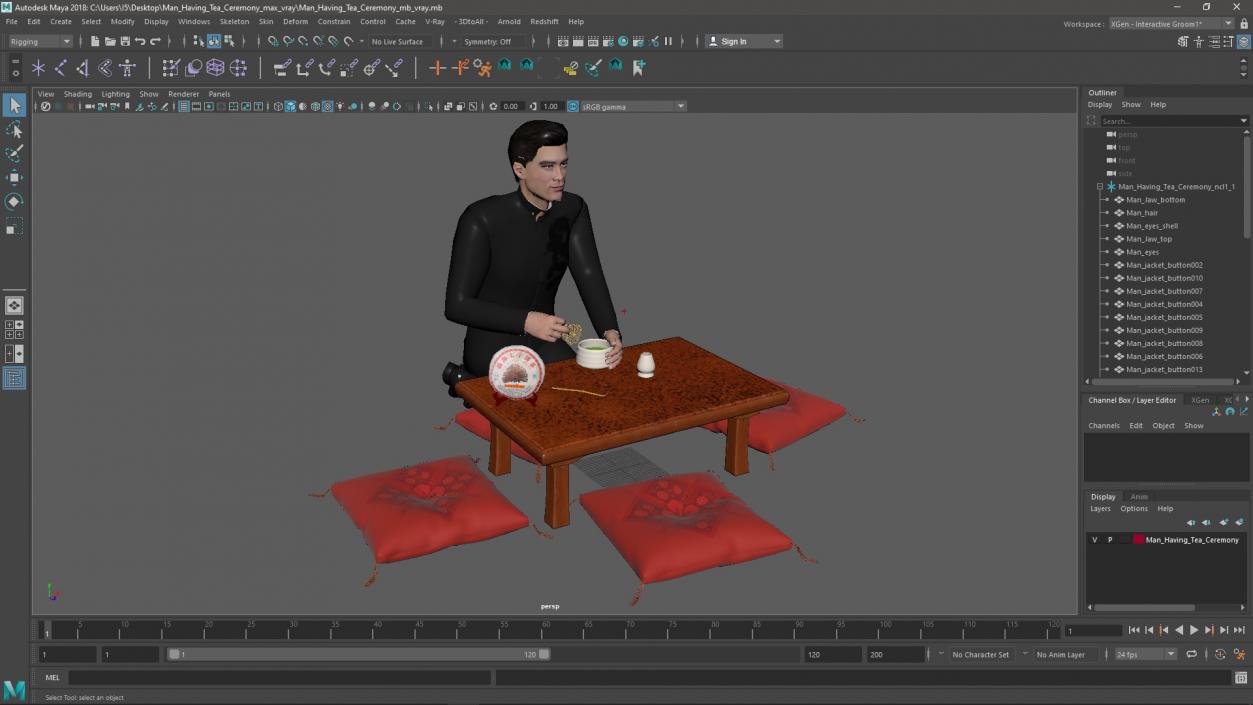 3D Man Having Tea Ceremony model