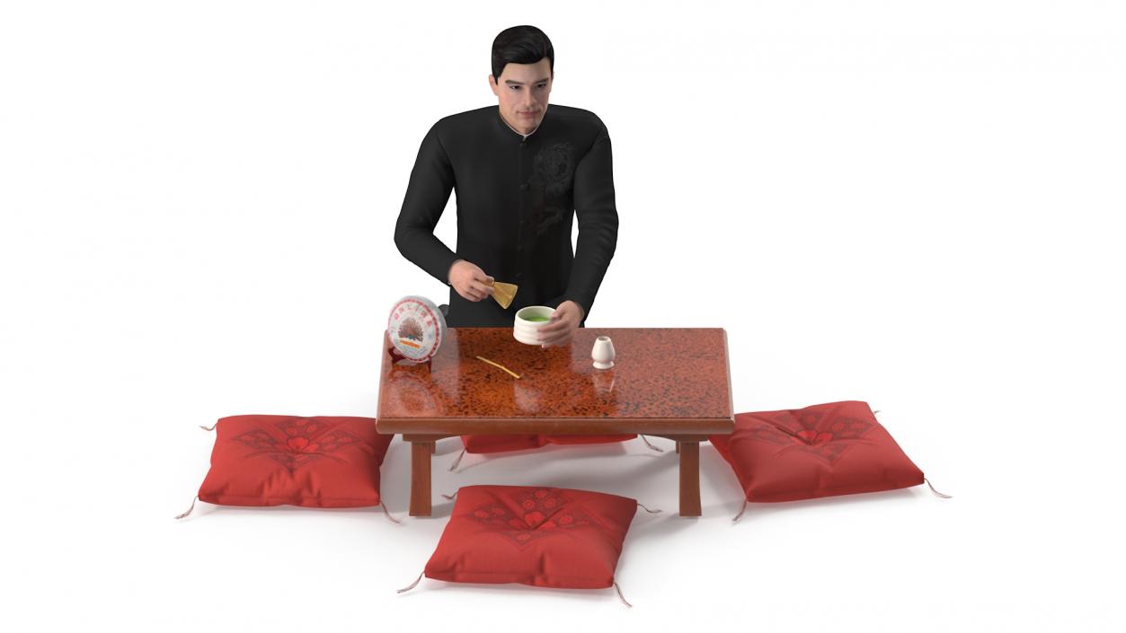 3D Man Having Tea Ceremony model