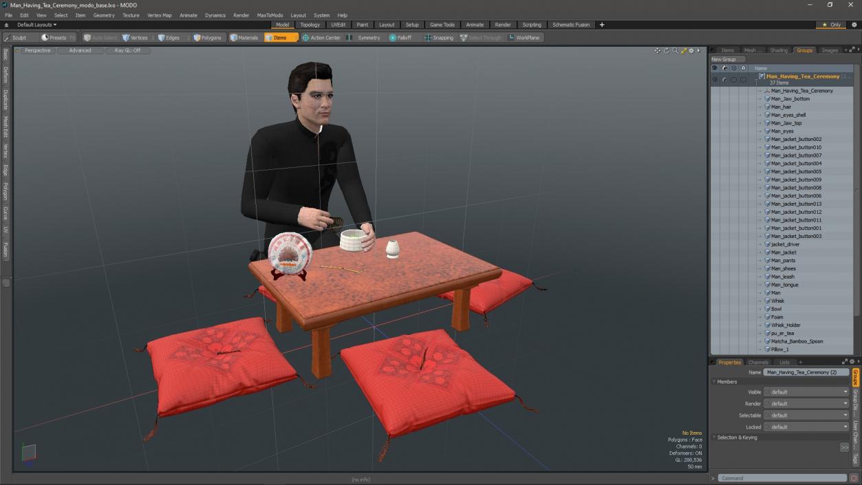 3D Man Having Tea Ceremony model