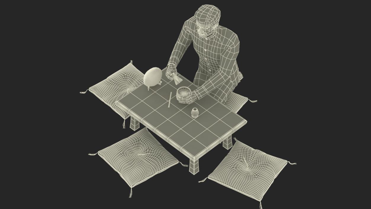 3D Man Having Tea Ceremony model