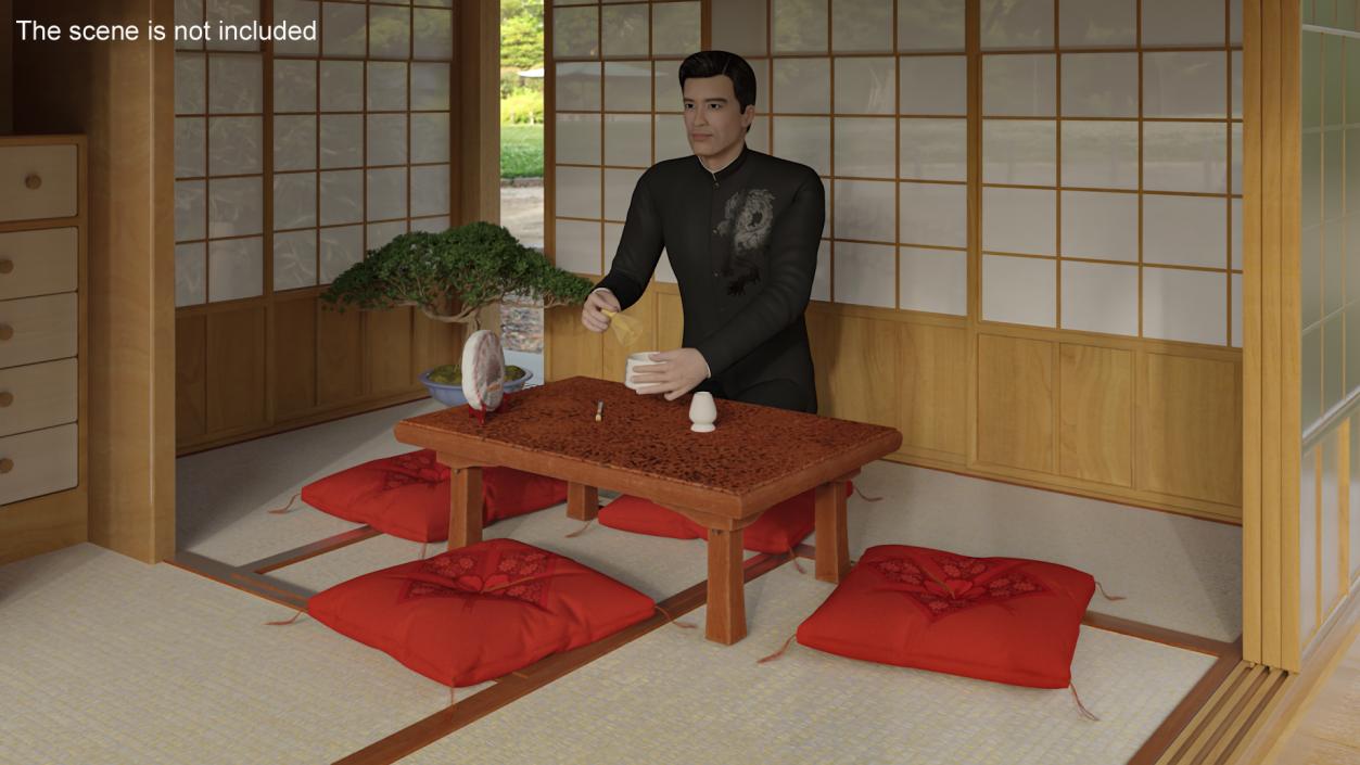 3D Man Having Tea Ceremony model