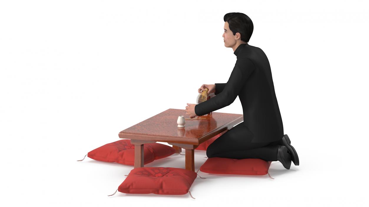 3D Man Having Tea Ceremony model