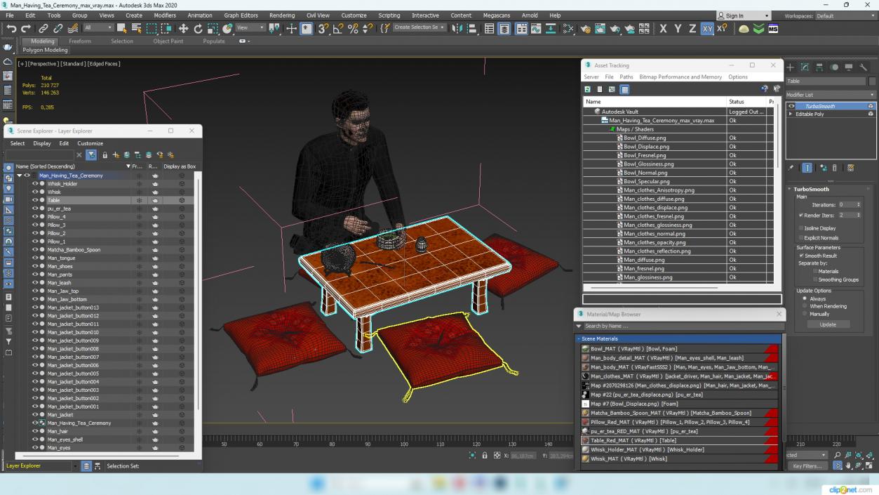 3D Man Having Tea Ceremony model