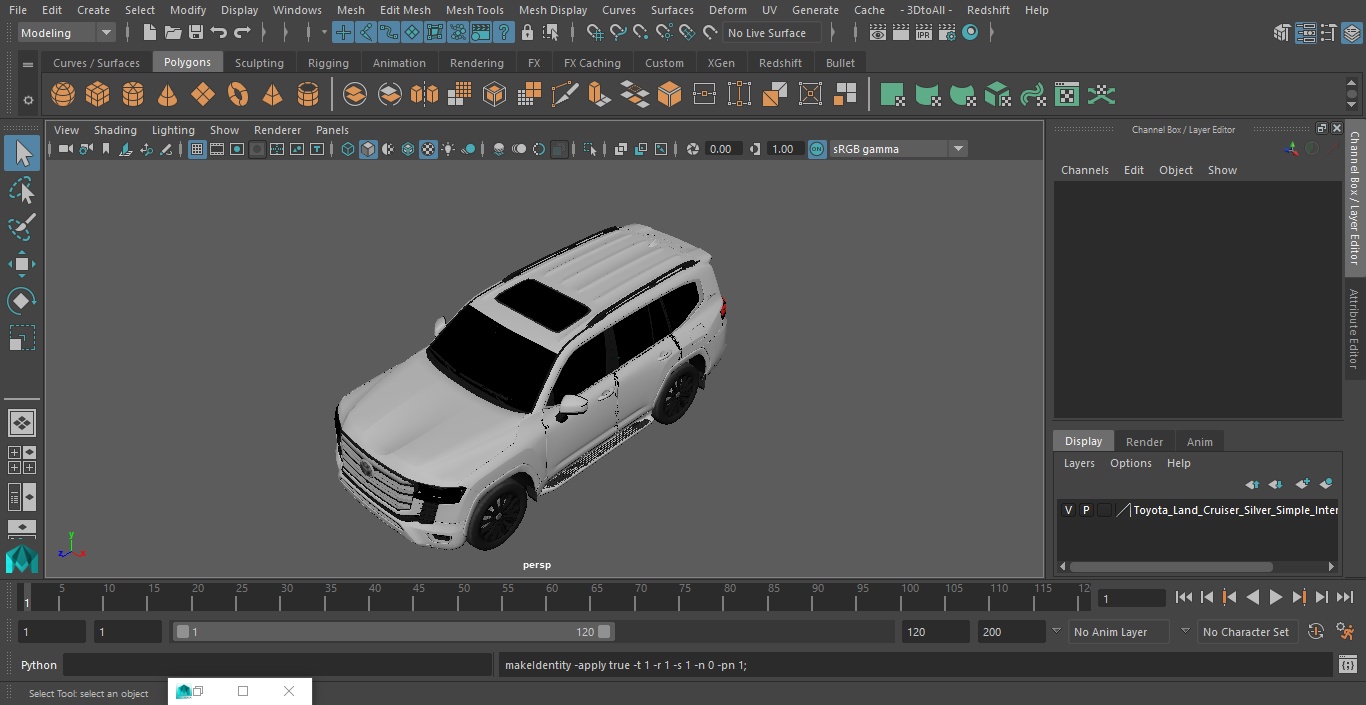 Toyota Land Cruiser Silver Simple Interior 3D