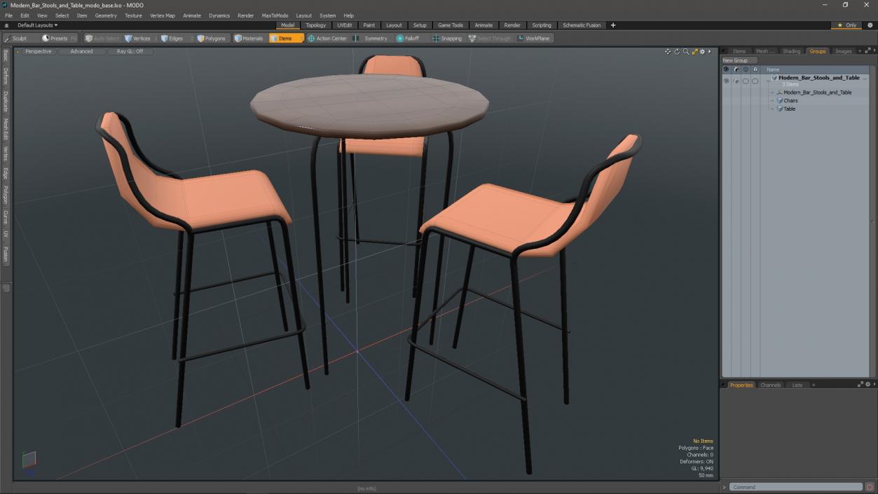 Modern Bar Stools and Table 3D