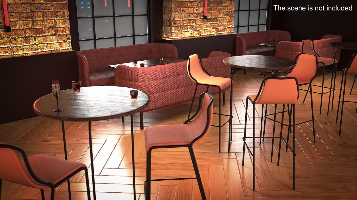 Modern Bar Stools and Table 3D