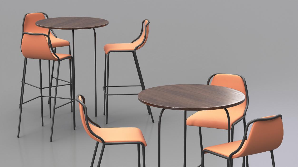 Modern Bar Stools and Table 3D