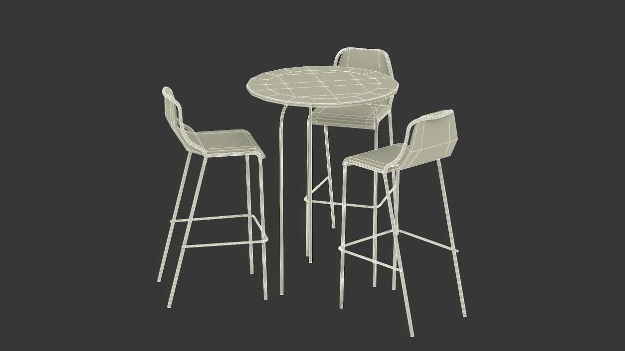 Modern Bar Stools and Table 3D