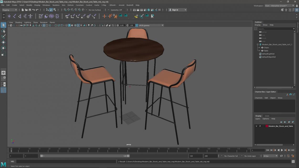 Modern Bar Stools and Table 3D