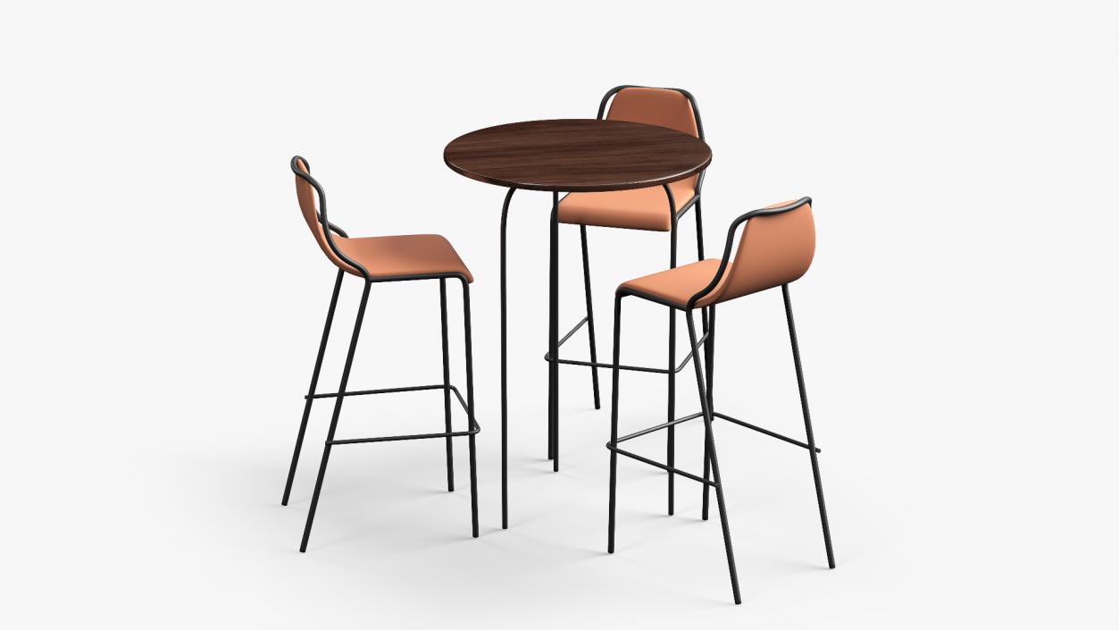 Modern Bar Stools and Table 3D