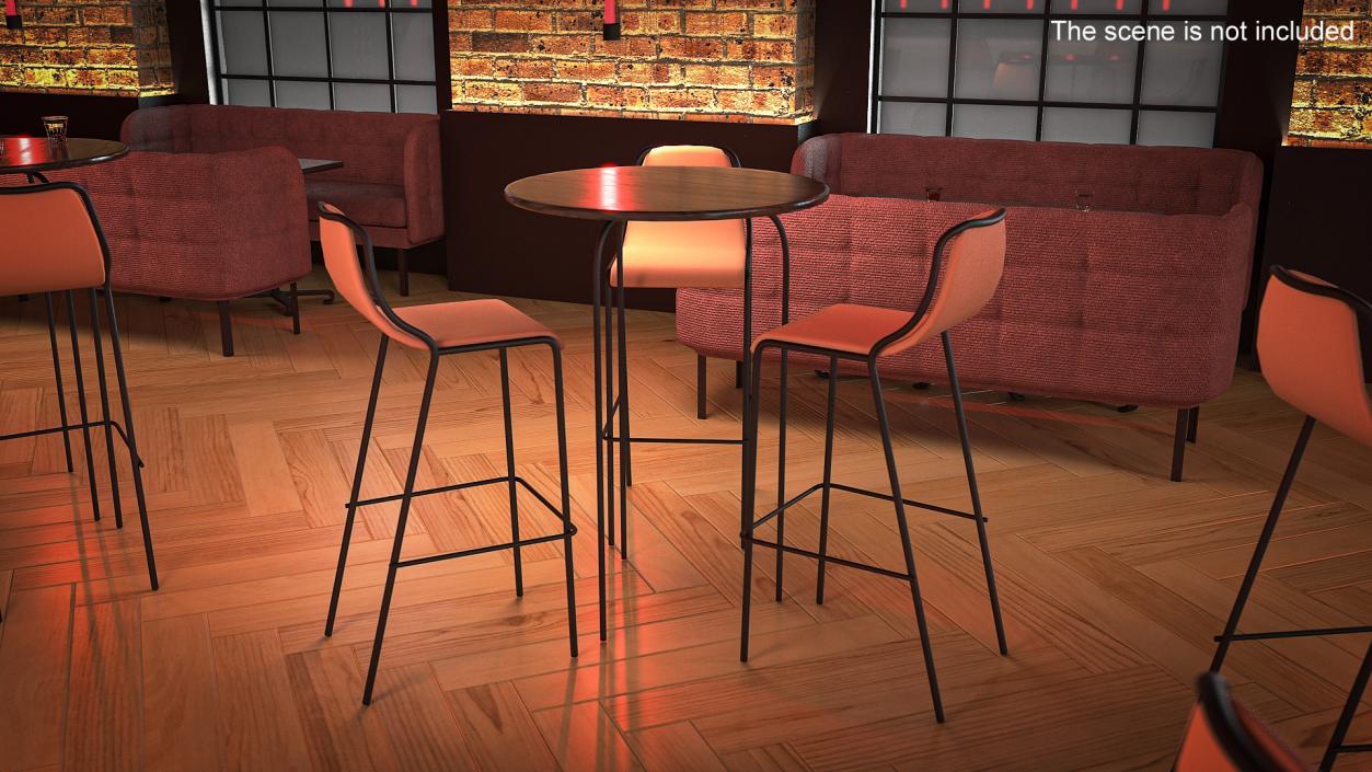 Modern Bar Stools and Table 3D