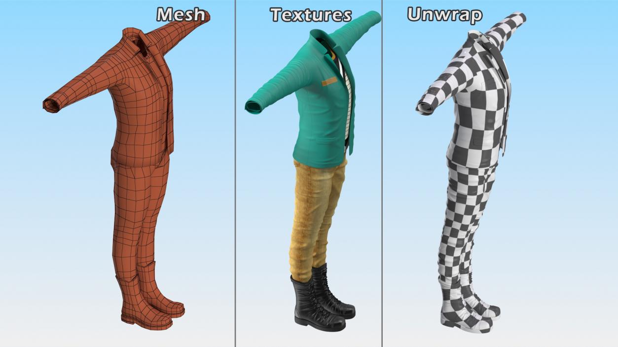 3D Teenage Boy Clothing Collection