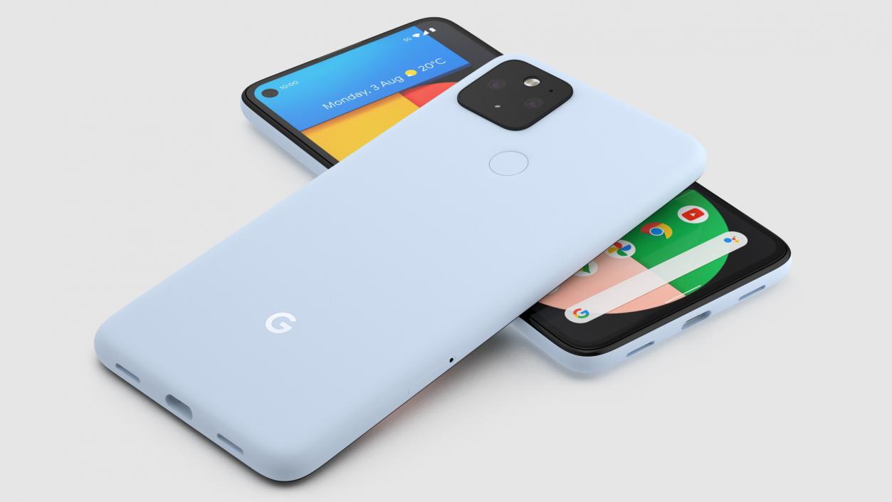 3D 5G Mobile Phone Google Pixel 4a Barely Blue model