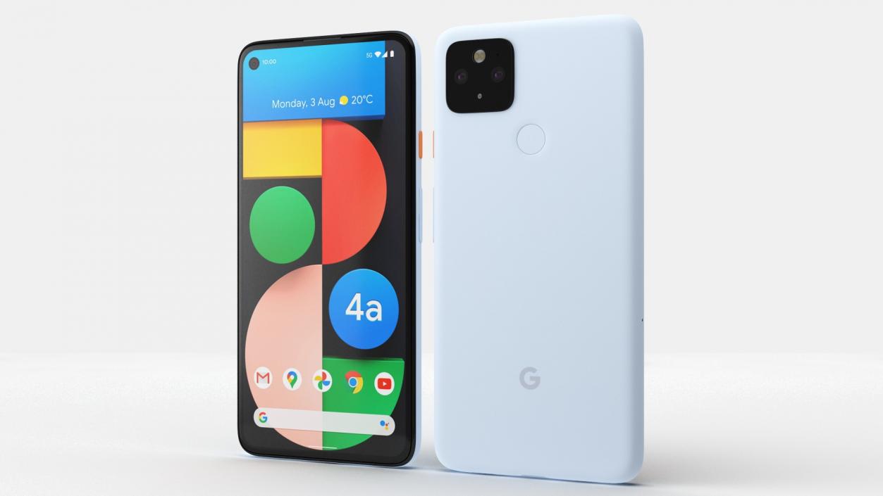 3D 5G Mobile Phone Google Pixel 4a Barely Blue model